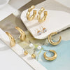6Pcs Vintage Classic Geometry Glossy Ccb Gold Plated C Shape Hoop Earrings Set for Women Waterdrop Earing Jewelry - Image 5