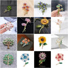 Multi-Style Floral Brooches, Enamel Rhinestone Flower Lapel Pins for Women - Image 1