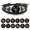 12 Zodiac Signs Leather Bracelet for Men Women Virgo Libra Scorpio Aries Taurus Braided Rope Bracelets Birthday Gift - Image 1