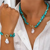 2pcs Vintage Elegant Turquoise Inlay Jewelry Set for Women Necklace Bracelet Jewelry Gifts - Image 4
