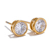 Shiny Cubic Zirconia Round Stud Earrings Stainless Steel Daily Jewelry Accessories - Image 7