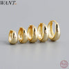 Silver Simple Wide Huggies Gothic Hoop Earrings for Women European Unisex Piercing Rock Jewelry Ear Buckles - Image 1