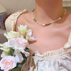 Romantic Niche Pink Sweet Flower Collarbone Chain Versatile Temperament Necklace Women's Pearl Fringe Collarbone Chain - Image 9