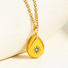 Briolette Square Pendant Necklace for Women Polished Stainless Steel Gold Plated Chain - Image 5
