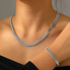 Stainless Steel Set Double Layers Chunky Chain Necklace Bracelet Combo Set Creative For Women Jewelry Party Matching - Image 2
