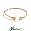 58/60mm Stainless Steel Cubic Zirconia Square Heart Cuff Bracelet Bangle Delicate Aesthetic Jewelry - Image 1