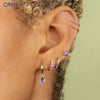 Crmya Gold Plated Drop Hoop Earrings For Women Piercing Purple CZ Zircon Women's Dangle Earrings Jewelry - Image 1
