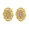 Enamel A-Z 26 Initial Letter Stud Earrings for Women Vintage Gold Plated Hollow Alphabet Oval Earrings Charm Jewelry - Image 24