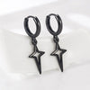 Classics Four Pointed North Star Small Hoop Earring For Women Silver Color Drop Earrings Hollow Star Earring - Image 3