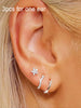 Star Flower and Bow Hoop Earring Set with Crystal Accents in Gold-Tone or Silver-Tone - Image 18