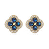 Golden Plated Inlaid CZ Stone Flower Shape Stud Earrings Sparkling Multi-colour 4-Leaf Flower Earrings Romantic Jewelry - Image 9
