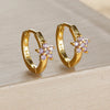 2PCS Stainless Steel Crystal Circle Hoop Earrings for Women Simple Round Zircon Flower Huggies Earrings Piercing Jewelry - Image 8