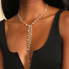 Shiney Rhinestone Choker Chain Necklace Party Girls Long Collar Knot Tassel Necklace Luxury Statement Necklace Jewelry for Women