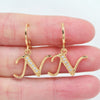 Gold Color Clear Zircon CZ Name Alphabet Initial Letter Dangle Earrings for Women - Image 25