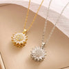 Rotation Spin Sunflower Stainless Steel Zircon Necklaces For Women Metal Crystal Necklace Party Birthday Gifts Jewelry - Image 1