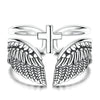 Silver Vintage Angel Wings Cross Double Band Ring Adjustable Open Ring for Women Girls Daily Wear Jewelry Gift - Image 8