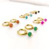 Stainless Steel Stone Summer Earrings Woman Small Hoops Huggies Earrings With Green Stones - Image 2