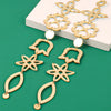 Oversized Acrylic Flower Pattern Bell Long Drop Earrings Boho Exaggerated Gold Color Geometric Pendant Earring for women Jewelry - Image 5