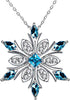 Women's Silver Plated Blue Crystals Snowflake Pendant Necklace Collarbone Chain For Christmas For Winter Jewelry - Image 4