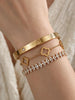 3Pcs Gold Plated Stainless Steel Bracelet Set Hollow Clover Chain Cubic Zirconia Tennis Bangle Elegant Jewelry For Women - Image 3