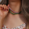 Christmas Jewelry Gift For Ladies Square Tennis Chain Choker Necklace Green Pink White Black Crystal Necklace - Image 22