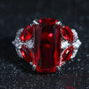 Female Silver Jewelry Ring Have Stamp Big Red CZ Stone Wedding Rings for Women Party - Image 3