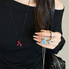 Colorful Horse Pendant Long Necklace for Women's Adjustable Sweater Chain Jewelry Accessory - Image 1