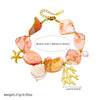 316L Stainless Steel Pink Stone Coral Starfish Turtle Necklace Bracelet Set Lady Jewelry Gift Set - Image 3