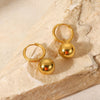 Ball Pendant Earrings Stainless Steel Gold Plated Jewelry Gift Ring Hoop Earrings For Women - Image 2