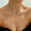 Y Shape Tassel Water-drop Zircon Layered Necklace for Women Minimalist Clavicle Chain Y2K Jewelry Accessories Party Gift - Image 2