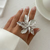 Exaggerated Bilayer Big Flower Ring for Women Personality Metal Punk Party Finger Ring Jewelry Accessories - Image 8