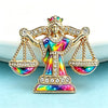 Libra Zodiac Sign Brooches For Women Unisex 2-color Rhinestone Beautiful Lady Office Party Brooch Pins Gifts - Image 5