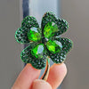 Green Red Crystal Rhinestone Four-Leaf Clover Flower Brooches Lapel Pins Jewelry Clothing Accessories Brooch for Women - Image 1