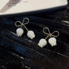 Flower Hanging Earrings White Enamel Floral Acrylic Petals Crystal Imitation Pearl Dangle Earrings for Women - Image 26