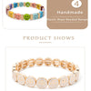 Happy Bangle Paved Diamond Enamel Beaded Bracelets For Women Boho Gold Color Elastic Bracelets - Image 44