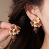 Vintage Maillard Coffee Tone Clip on Earrings for Non Pierced Retro Style Brown Resin Tiger Eye Stone Artistic Women Ears Clips - Image 6
