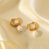 Stainless Steel Gold Plated Earrings Pearl Pendants Women's Earrings Simple Pendant Earrings Party Jewelry - Image 11