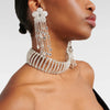 Hollow Rhinestone Choker Earrings Set Flower Tassel Accessories 2024 Elegant Design Lady Indian Bridal Jewelry Sets Girl Gifts