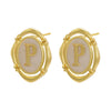 Enamel A-Z 26 Initial Letter Stud Earrings for Women Vintage Gold Plated Hollow Alphabet Oval Earrings Charm Jewelry - Image 21