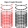 24pcs Handmade Black And Red Couple Lucky 7 Knots Bracelets - Image 1