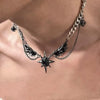 Gothic Dark Style Metal Wings Star Cross Thorny Heart Pendant Necklace Y2K Personalized Creative Punk Women Men Charm Jewelry - Image 4