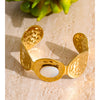 66mm Stainless Steel Hammer Metal Shell Cuff Bracelet Bangle Golden Pvd Plated Texture Wide Wrist Jewelry Gift - Image 2