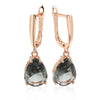 Grey Crystal Long Water Drop Dangle Earrings Women Rose Gold Color With Zircon Daily Jewelry - Image 6