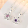 Silver Crystal Flower Pendant Necklace Stud Earrings Jewelry Sets For Women Vintage - Image 14