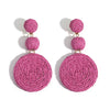 Bohemian Handmade Rattan Knit Round Drop Earrings For Women Girls Ball Beach Party Jewelry - Image 9