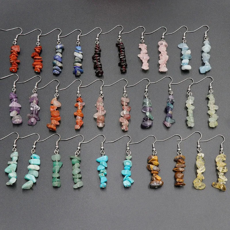 Jewelry Mineral Stone Crystal Charms Earrings Amethysts Chips Gravel Tassel Charm Quartz Dangle Earring Girl - Image 1