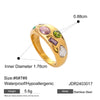 Color Cubic Zirconia Diamonds Stainless Steel Ring for Women Cast Textured Jewelry Gift - Image 7
