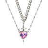 2PC Gothic Punk Sword Heart Creative Two Tone Couple Necklace Ladies Sparkling Heart Dagger Pendant Jewelry Gift - Image 10