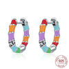 Silver Elegant Sparkling Lucky Clover Hoops Earring For Women Jewelry Simple Colorful Flower Love Gift - Image 9