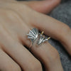 Silver Open Finger Ring Flower Leaf Design Green Golden Vintage Stackable For Women Girl Jewelry Gift - Image 16